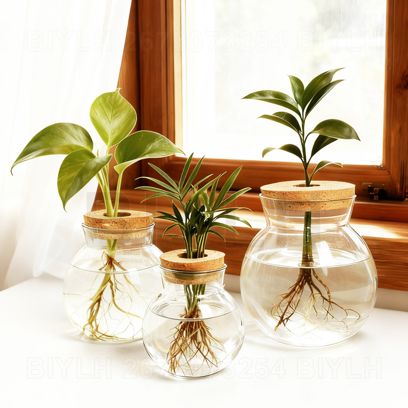 Hydroponic Grow Pod - مزهرية زجاجية للنباتات المائية مع غطاء